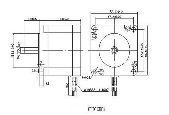 strand Kan weerstaan veer 24.0 kg-cm 4 Wire NEMA 23 Stepping Motor with "D" Shaft