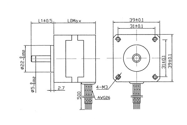 NEMA 16 Stepping Motor | 0.66 kg-cm | 4 Wire | 39BYG101 nema 14 wiring diagram 