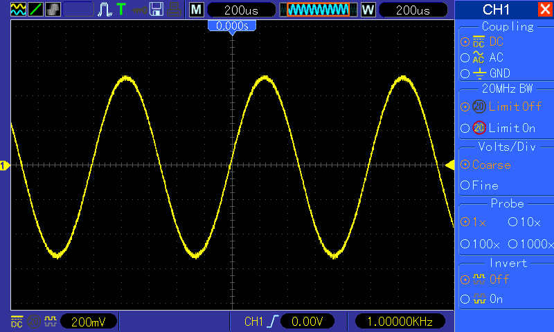 Normal scope display of the same 1 Khz Sine wave.