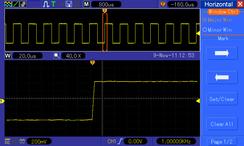 Dual window scope display showing "ZOOM" or magification operation. In this case I have zoomed in